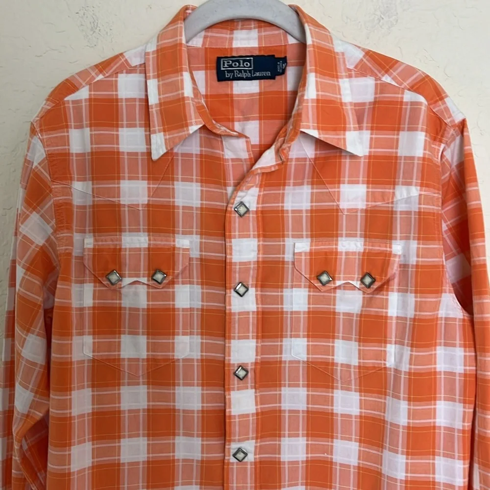 Polo Ralph Lauren Plaid Snap Front Western Shirt Sz M